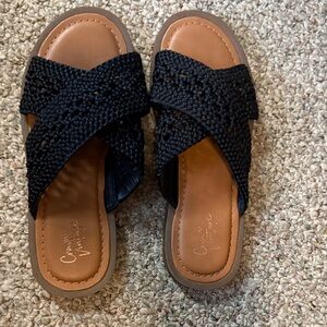 Crown Vintage Black Woven Sandals